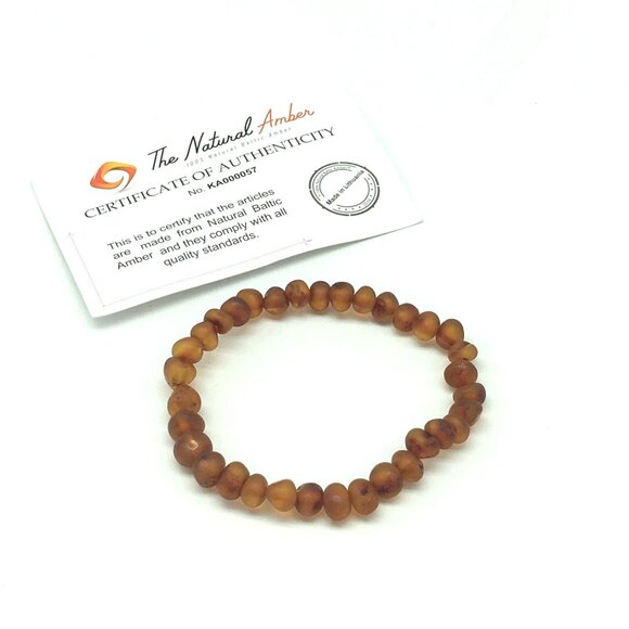 Natural Baltic Amber Bead Bracelet w/ Certificate of Authenticity Lithuania - Picture 1 of 5